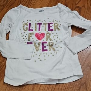 Crazy 8 White Glitter Forever Long Sleeve Tee